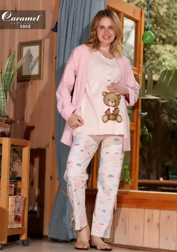  caramel 3pcs Pregnant pajama set 5008