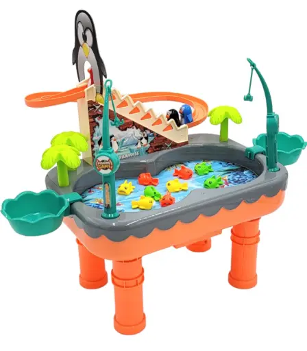 [25076] penguin 2in1 FISHING TOY ORANGE/BLUE MIXED 7713B