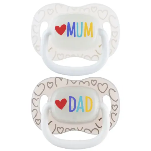 [24831] Canpol babies Silicone Symmetrical Soother 6-18m LoveMum&Dad 2 pcs 34/940