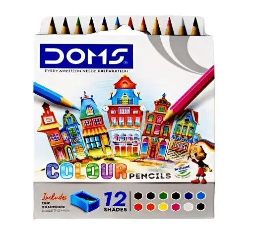 [27153] DOMS الوان خشب 12 لون قصير + براية