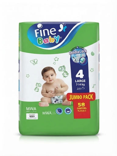 [29914] Fine Baby Diapers, Size 4 (Large), 58 Count