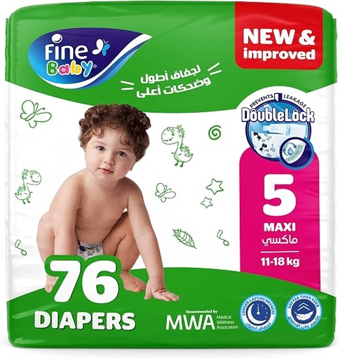 [29916] Fine Baby Diapers, Size 5 (Maxi), 76 Count 