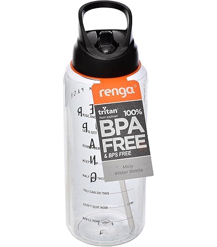 [50458] 912139-Renga Moly Colored Decorated Tritan Water Bottle With Straw 1L Multi color