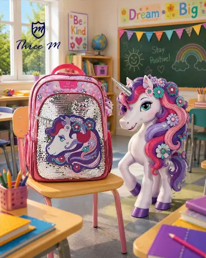[31330]  3M school bag 18 inches flower unicorn pink  7700