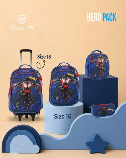 [31336]  3M school bag  18 inches black spider man 1  7700