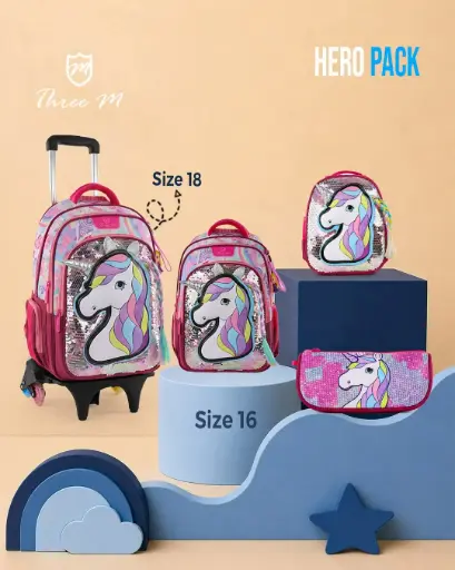[31347]  3M school bag  16 inches unicorn long hair  7694