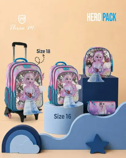 [31348]  3M school bag 16 inches frozen pink x blue  7694