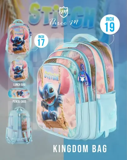 [31362]  3M school bag 19 inches stitch babyblue happy 7663