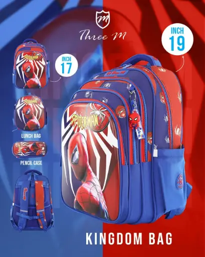[31372]  3M school bag 17 inches spider man amazing  blue x red 7656