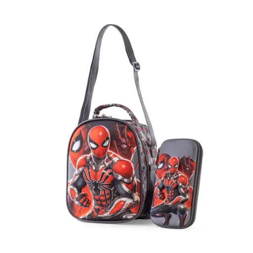 [31475] BAG B.Z   lunch bag & pencil case  (gray) spider man