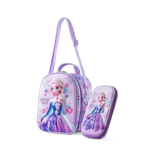 [31477] BAG B.Z   lunch bag & pencil case  (purple) frozen