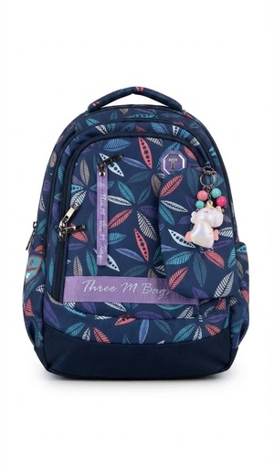 [31508] 3M school bag blue flower 17 inches 8165