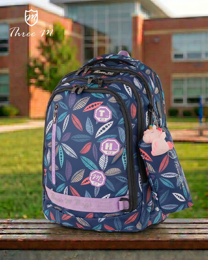 [31513] 3M school bag blue flower 19 inches 8158
