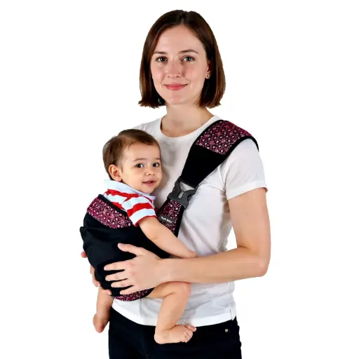 [31580] petit baby sling carrier black*fuchsia