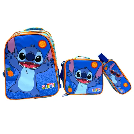 [31686] STITCH Amiral 3-in-1 Backpack Lunch Bag & Pencil Case Set ( (16) 6001