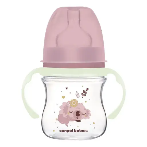 [11047] Canpol babies Wide Neck Anti-colic Bottle with Glowing Handles PP EasyStart 120ml Sleepy Koala 35/236