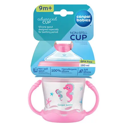 [1825] Canpol babies Non-spill Cup with Soft Silicone Spout 180ml LOVE&SEA 57/300