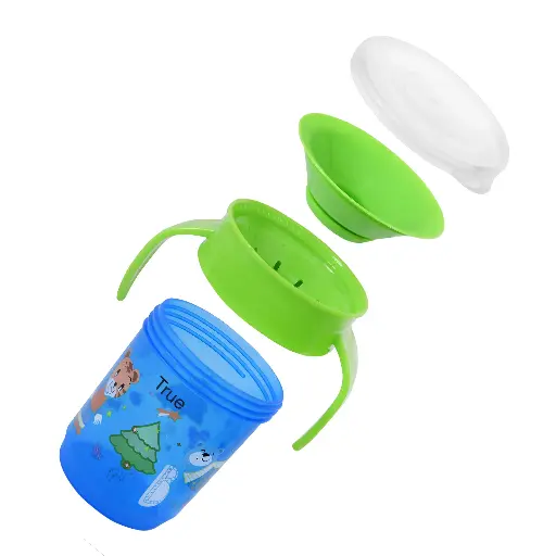 [10489] True Gold 360 cup 12m+ 260ml with handles & cover 4136