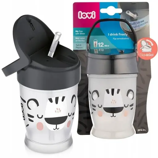 [10450] Lovi my straw cup junior 250ml salt & pepper 35/356
