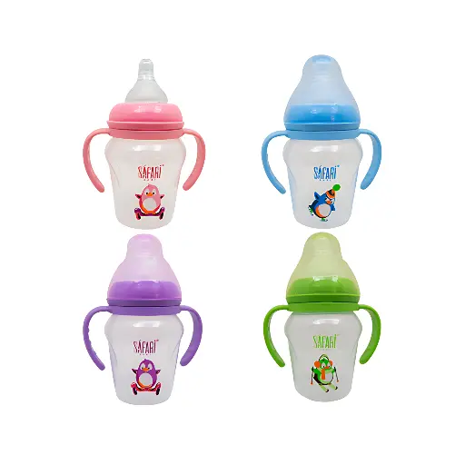 [10494] SAFARI Wide neck feeding bottle with handle 180ml S450