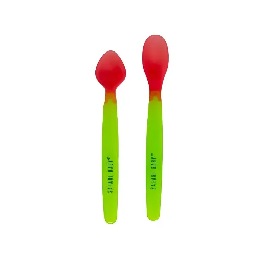 [489] Safari S725 color-changing baby spoon set, yellow, 2 pieces.
