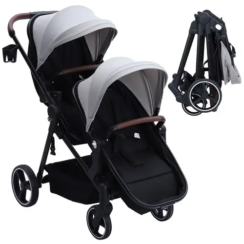 [11728] Umbrella Sniker Double Baby Stroller Sun Canopy with Adjustable Seat Positions for Each Child