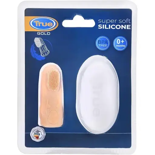 [10491] True Gold Silicon colored finger toothbrush with container 4142