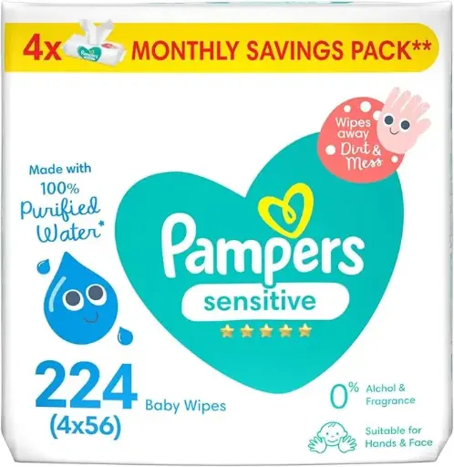 [5241] Pampers Sensitive Wipes 224 Baby Wipes 4x 56 Wipe 0% Achel & Fragrance
