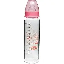 [393] True  Gold Pure Glass bottle 240ml very light & clear with silicon teat 3m+ 9102  