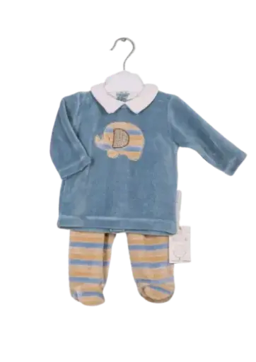 [11281] Pajama Newborn Striped Velvet 40970