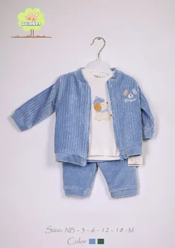 [3166] Pajamas 3-piece velvet , Bobby