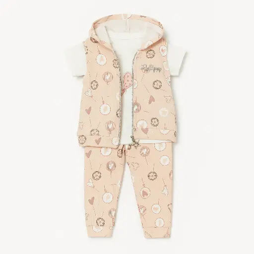 [20215] Pajama 3-Piece Cotton with Vest 17516