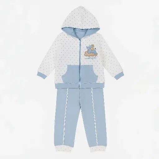 [11189] FULL MOON Pajama 2-Piece Interlock Cotton with Zipper for Newborn 17403
