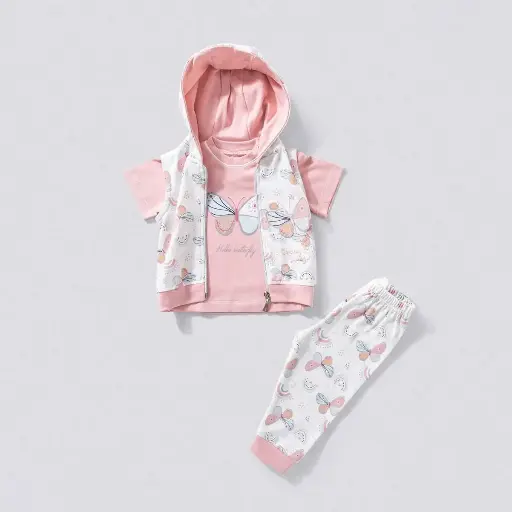 [12012] FULL MOON Pajamas 3-piece cotton Butterfly 17470