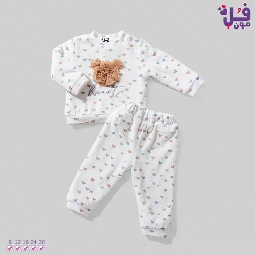 [3047] Pajamas 2-piece Velvet Padded Furry Heart 17440