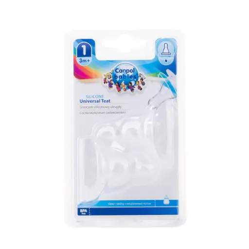 [1611] Canpol babies Silicone Slow Teat Round for Narrow Neck Bottle 2 pcs 3m+ 18/115