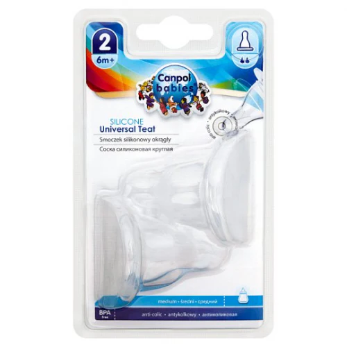 [1612] Canpol babies Silicone Medium Round Teat for Narrow Neck Bottle 2 pcs 6m+ 18/116