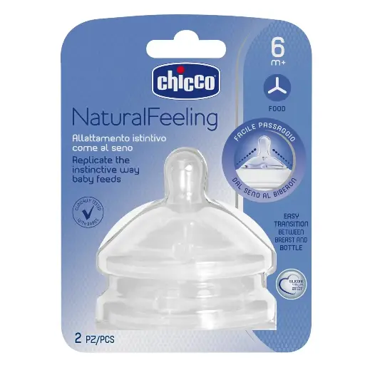 [12124] CHICCO NATURAL FEELING Teat 6m+ Food Flow 2 pcs 8261