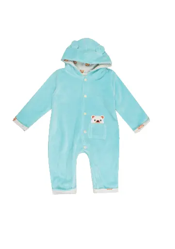 [10828] Hooded Printed Romper Teddy Bear 838-23
