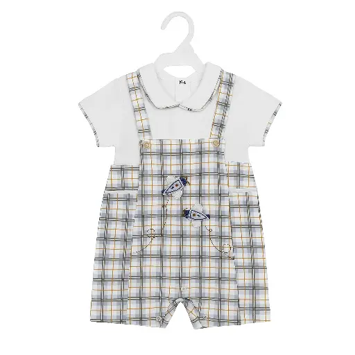 [20248] Airplane checkered short romper 5765 