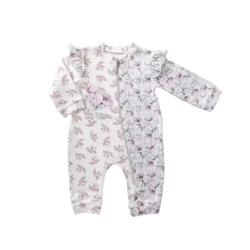 [11764] Regular Long-Sleeve Salopette with Rose Flowers 15881 full moon