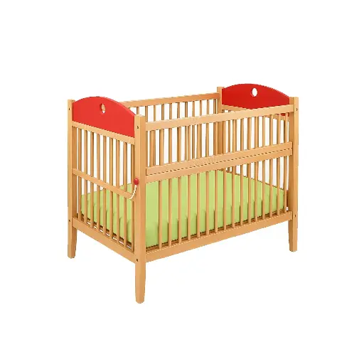 [20031] Edu fun wooden bed with red sides 120x65 cm
