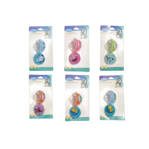 [10165] True silicon pacifier cherry shape 0+m with cover and soother chain 8010   