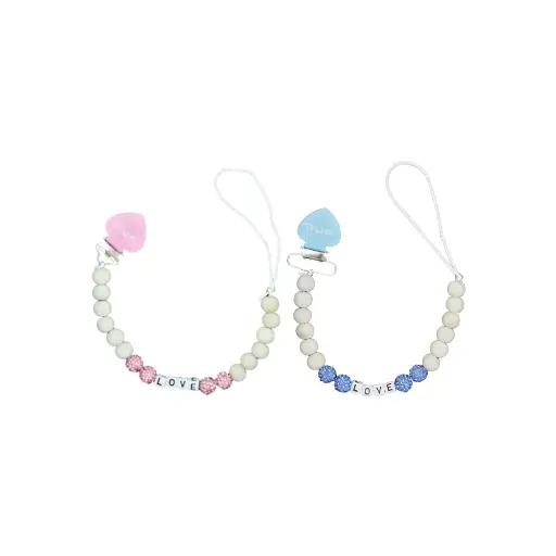 [397] True Gold Pacifier Chain with Glitter LOVE 9777