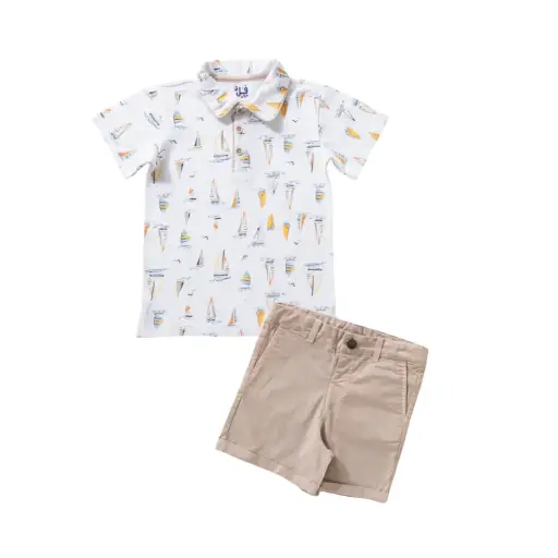 [20024] Coffee-Colored Gabardine Shorts Set 291+ 19295