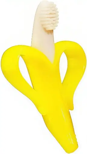 [626] Silicone banana teether and toothbrush in a box