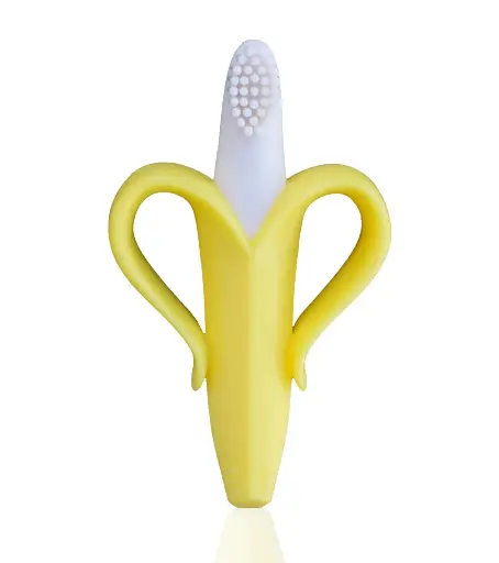 [626] Silicone banana teether and toothbrush in a box