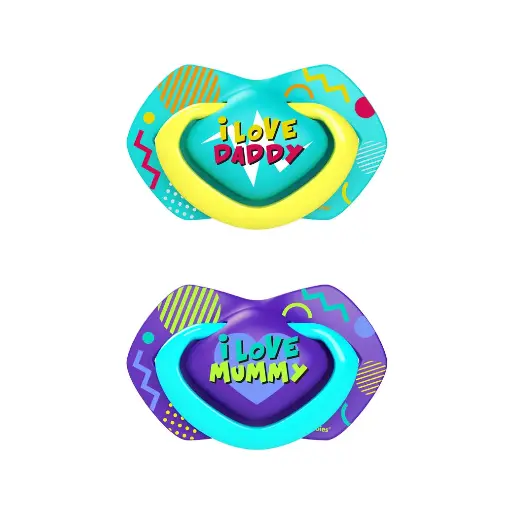 [10134] Canpol babies Silicone Symmetrical Soother 6-18m NEON LOVE 2 pcs 22/653