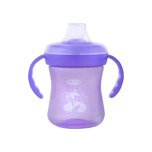 [11931] True Gold Training cup Silicon spout 180ml 6+m with handles & cover 4606