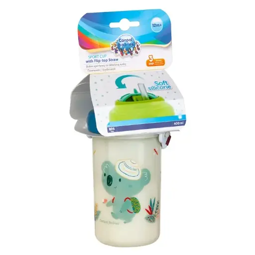 [1774] Canpol babies Cup with Flip-top Silicone Straw 400 ml Adventure  4/107